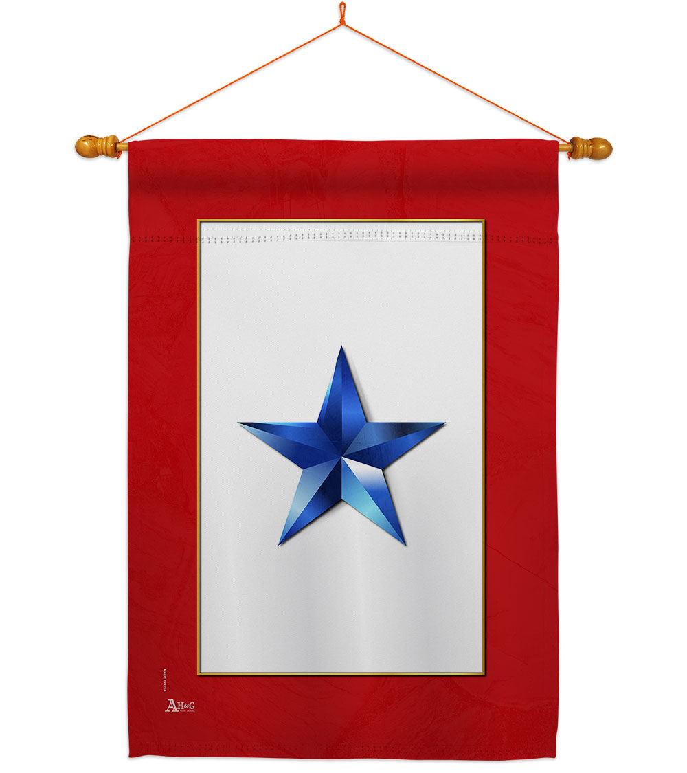 28 x 40 in. Blue Star House Flag Set Armed Forces Military Service Double-Sided Decorative Vertical Flags & Decoration Banner Garden Yard Gift