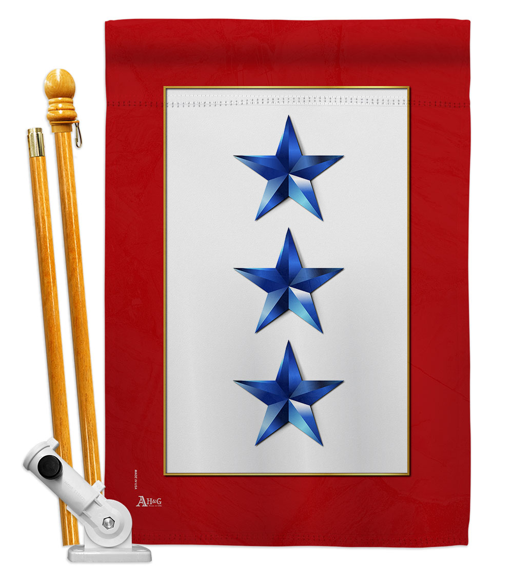28 x 40 in. Three Blue Stars House Flag Set Armed Forces Military Service Double-Sided Decorative Vertical Flags & Decoration Banner Garden Yard Gift