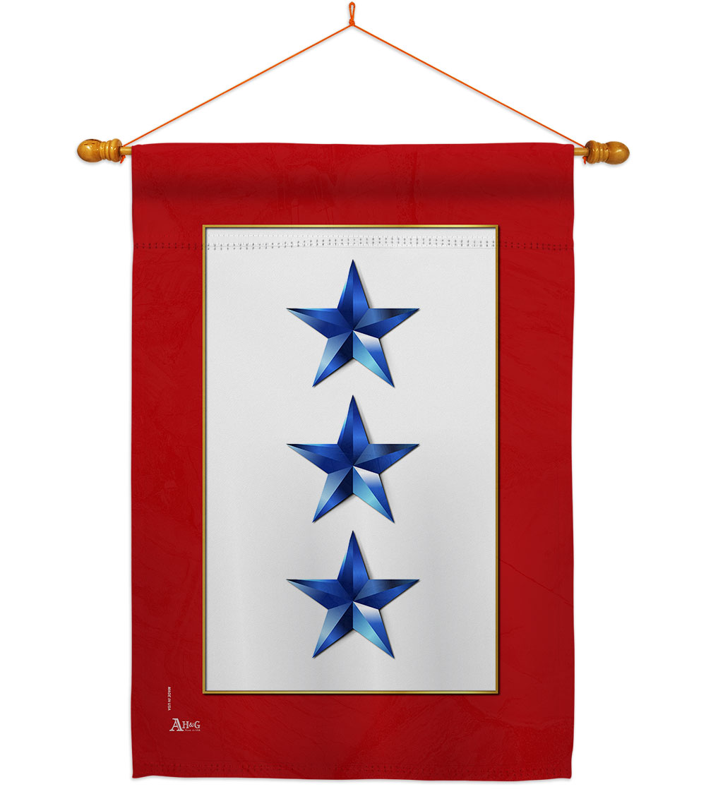 28 x 40 in. Three Blue Stars House Flag Set Armed Forces Military Service Double-Sided Decorative Vertical Flags & Decoration Banner Garden Yard Gift