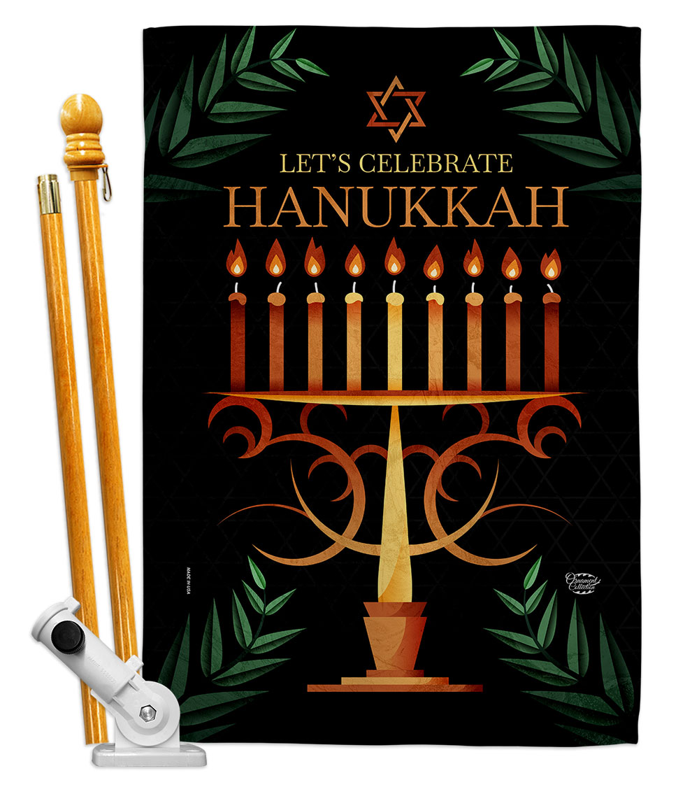 28 x 40 in. Celebrate Hanukkah House Flag Set Wintertime Double-Sided Decorative Vertical Flags & Decoration Banner Garden Yard Gift