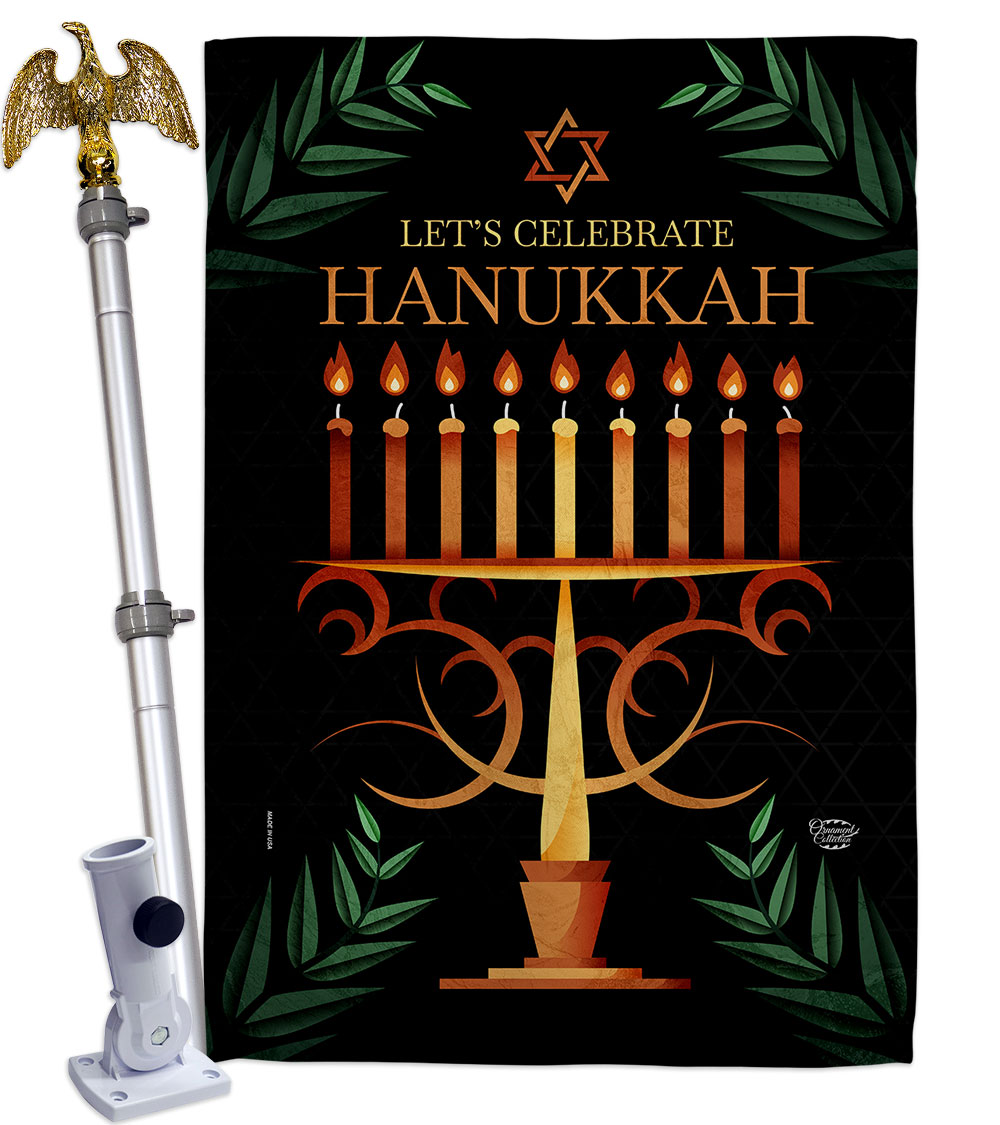28 x 40 in. Celebrate Hanukkah House Flag Set Wintertime Double-Sided Decorative Vertical Flags & Decoration Banner Garden Yard Gift
