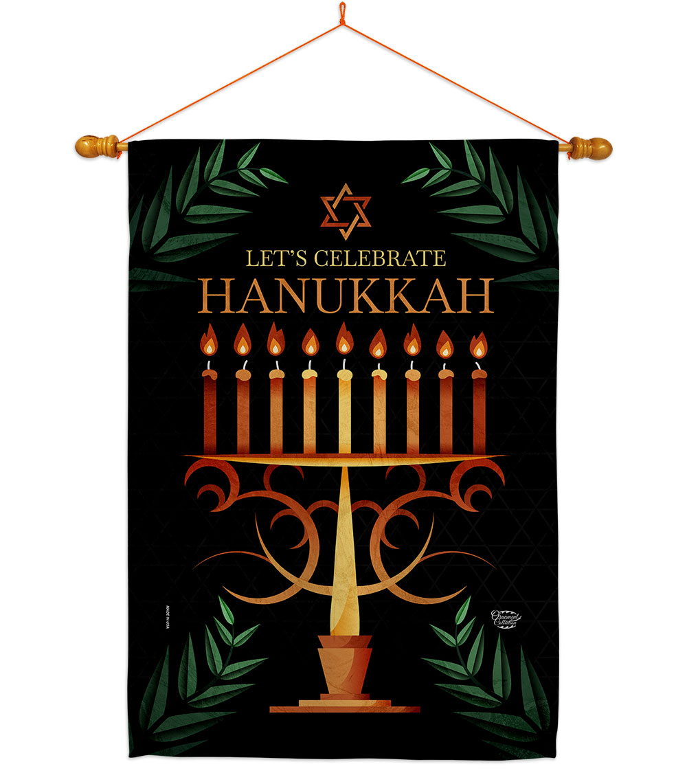 28 x 40 in. Celebrate Hanukkah House Flag Set Wintertime Double-Sided Decorative Vertical Flags & Decoration Banner Garden Yard Gift