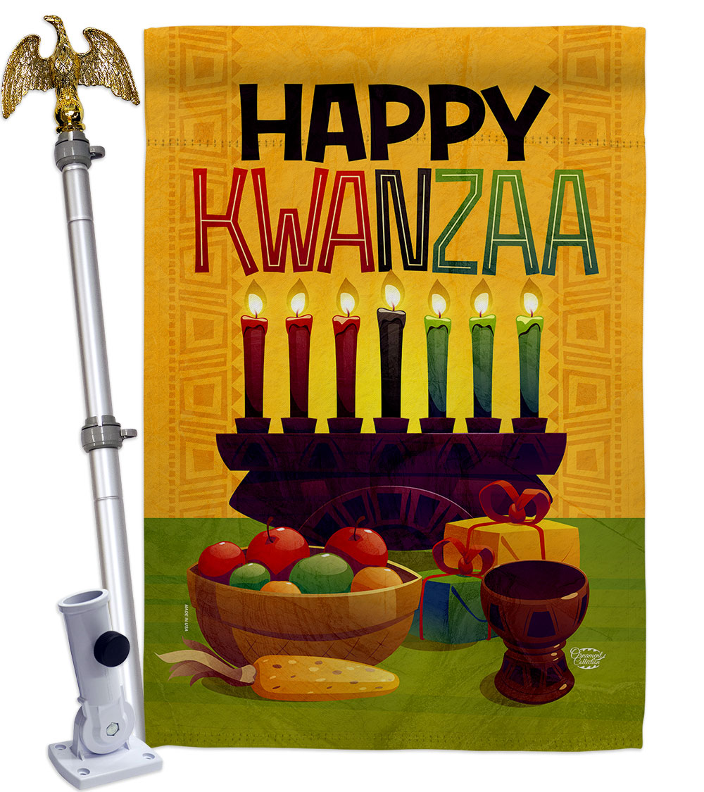 28 x 40 in. Harvest Kwanzaa House Flag Set Black History Double-Sided Decorative Vertical Flags & Decoration Banner Garden Yard Gift