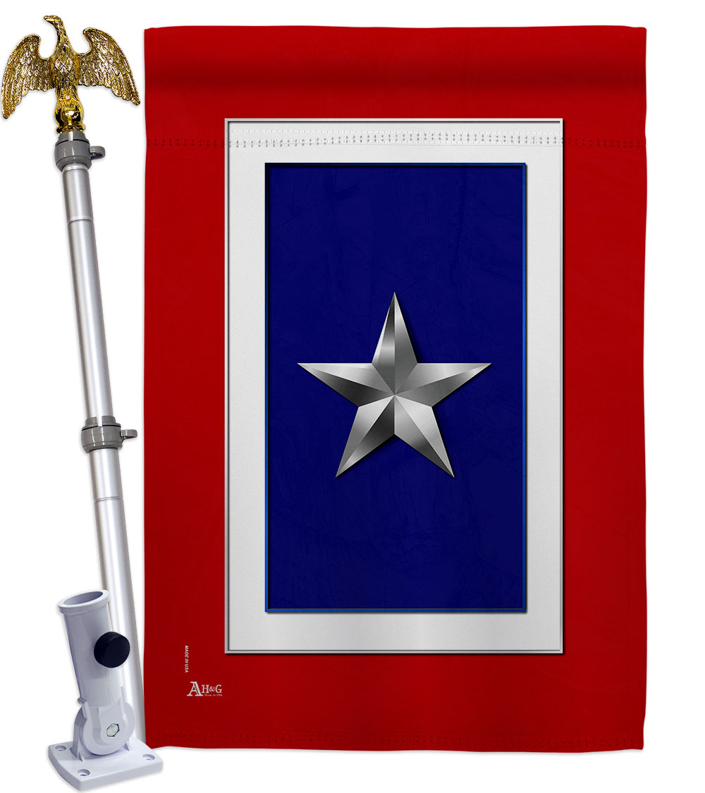 28 x 40 in. Silver Star House Flag Set Armed Forces Military Service Double-Sided Decorative Vertical Flags & Decoration Banner Garden Yard Gift