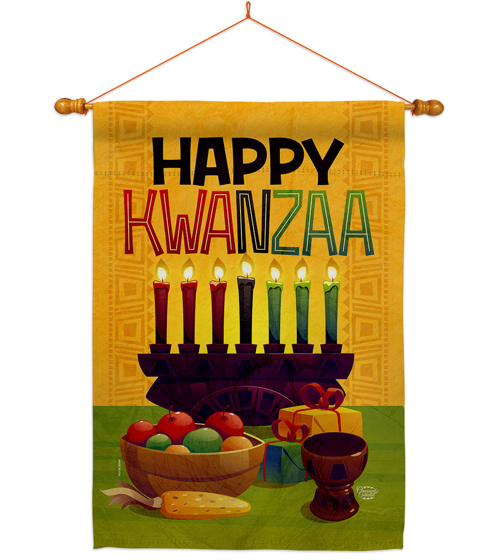 28 x 40 in. Harvest Kwanzaa House Flag Set Black History Double-Sided Decorative Vertical Flags & Decoration Banner Garden Yard Gift