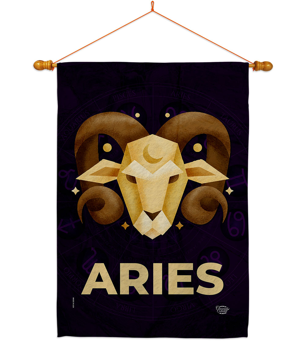 28 x 40 in. Aries House Flag Set Interests Zodiac Double-Sided Decorative Vertical Flags & Decoration Banner Garden Yard Gift