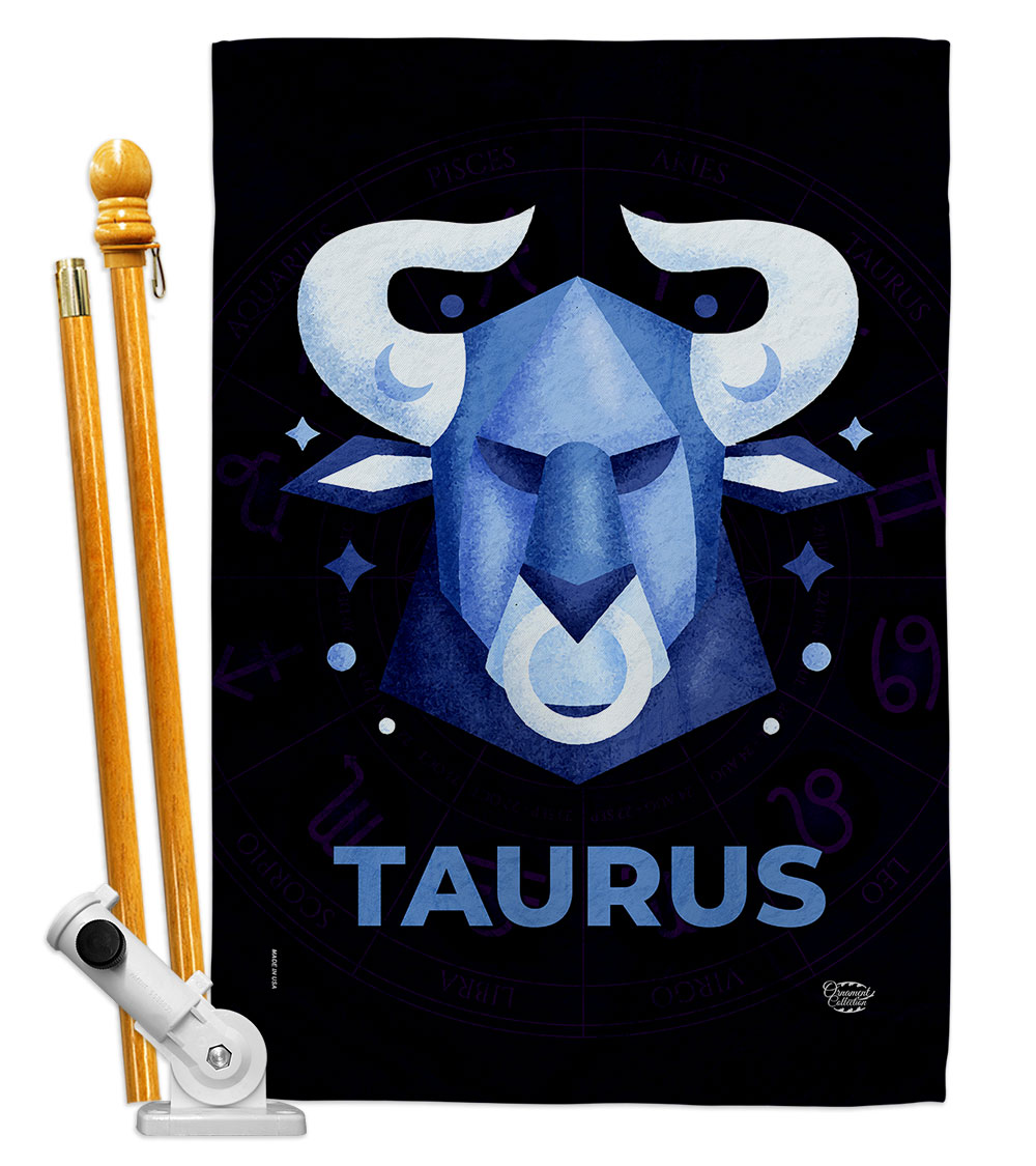 28 x 40 in. Taurus House Flag Set Interests Zodiac Double-Sided Decorative Vertical Flags & Decoration Banner Garden Yard Gift