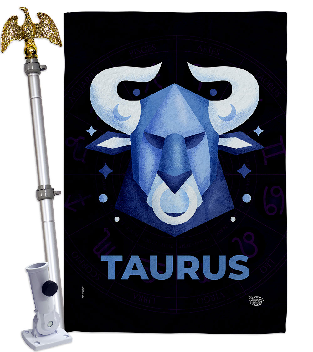 28 x 40 in. Taurus House Flag Set Interests Zodiac Double-Sided Decorative Vertical Flags & Decoration Banner Garden Yard Gift