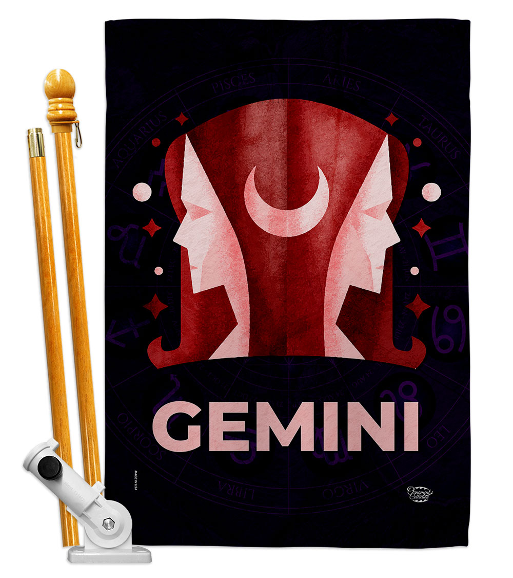 28 x 40 in. Gemini House Flag Set Interests Zodiac Double-Sided Decorative Vertical Flags & Decoration Banner Garden Yard Gift