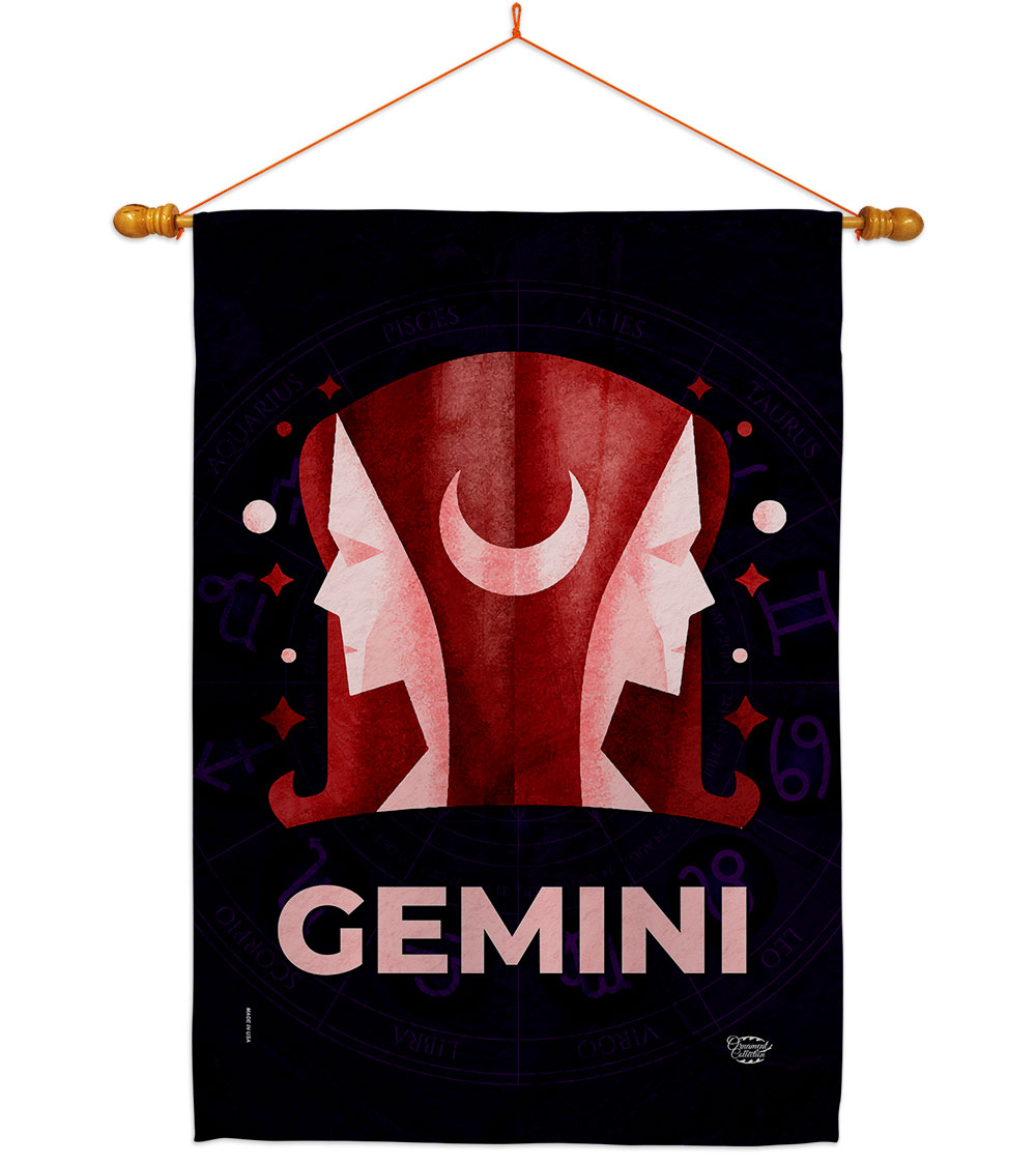 28 x 40 in. Gemini House Flag Set Interests Zodiac Double-Sided Decorative Vertical Flags & Decoration Banner Garden Yard Gift