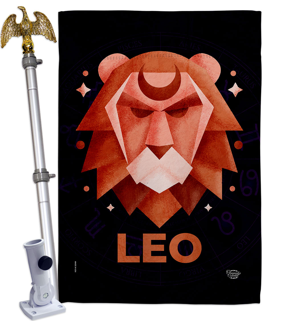 28 x 40 in. Leo House Flag Set Interests Zodiac Double-Sided Decorative Vertical Flags & Decoration Banner Garden Yard Gift
