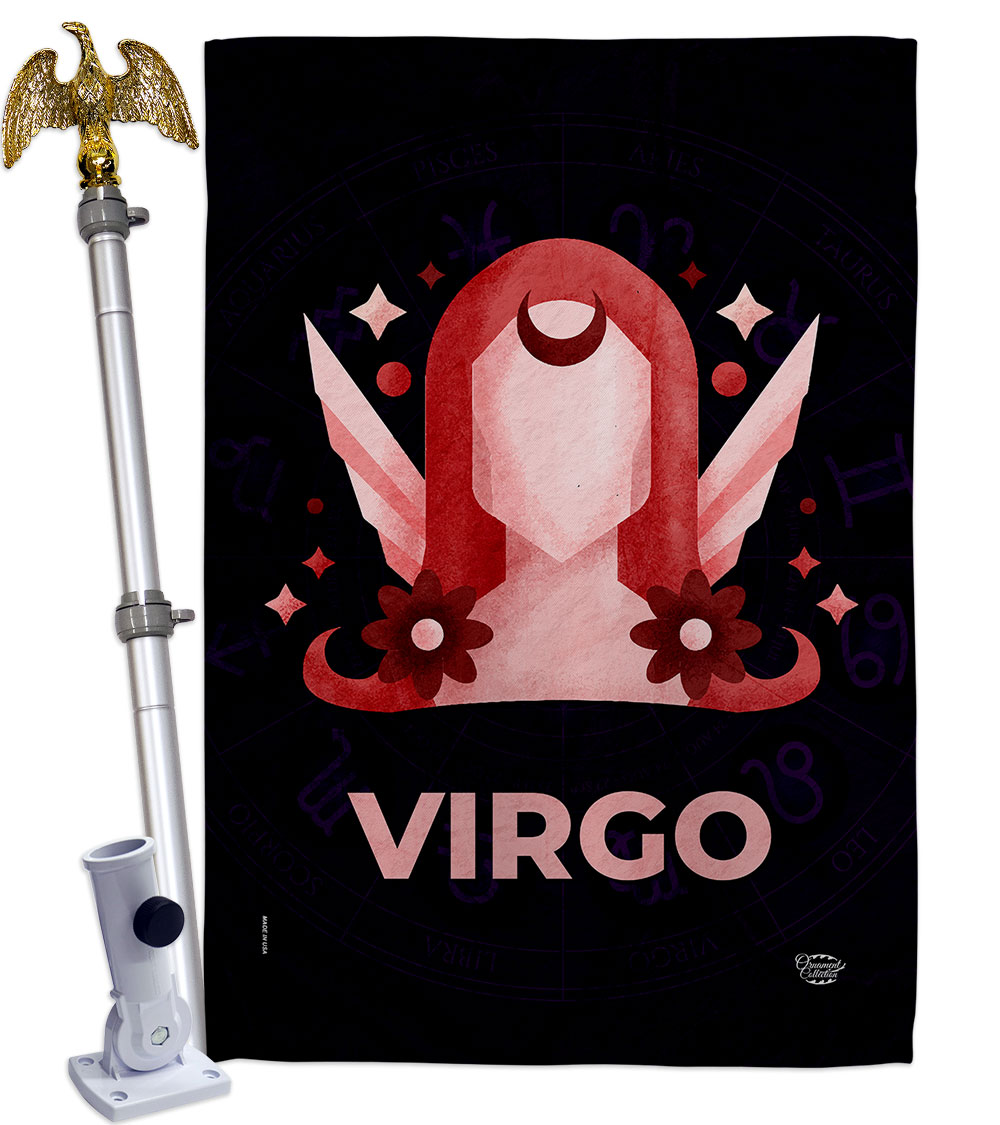 28 x 40 in. Virgo House Flag Set Interests Zodiac Double-Sided Decorative Vertical Flags & Decoration Banner Garden Yard Gift