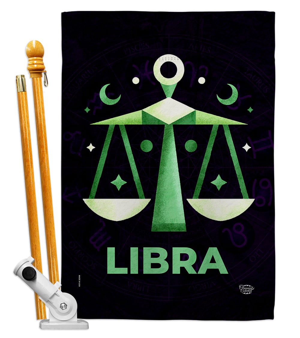 28 x 40 in. Libra House Flag Set Interests Zodiac Double-Sided Decorative Vertical Flags & Decoration Banner Garden Yard Gift