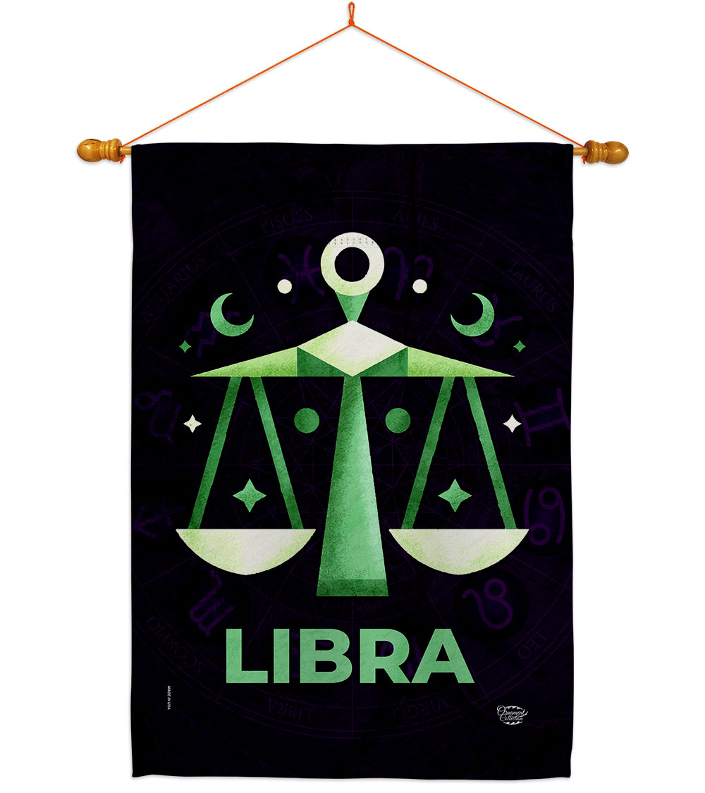 28 x 40 in. Libra House Flag Set Interests Zodiac Double-Sided Decorative Vertical Flags & Decoration Banner Garden Yard Gift