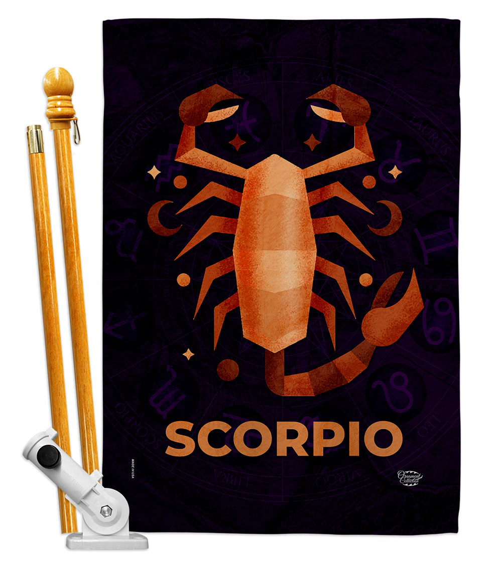 28 x 40 in. Scorpio House Flag Set Interests Zodiac Double-Sided Decorative Vertical Flags & Decoration Banner Garden Yard Gift