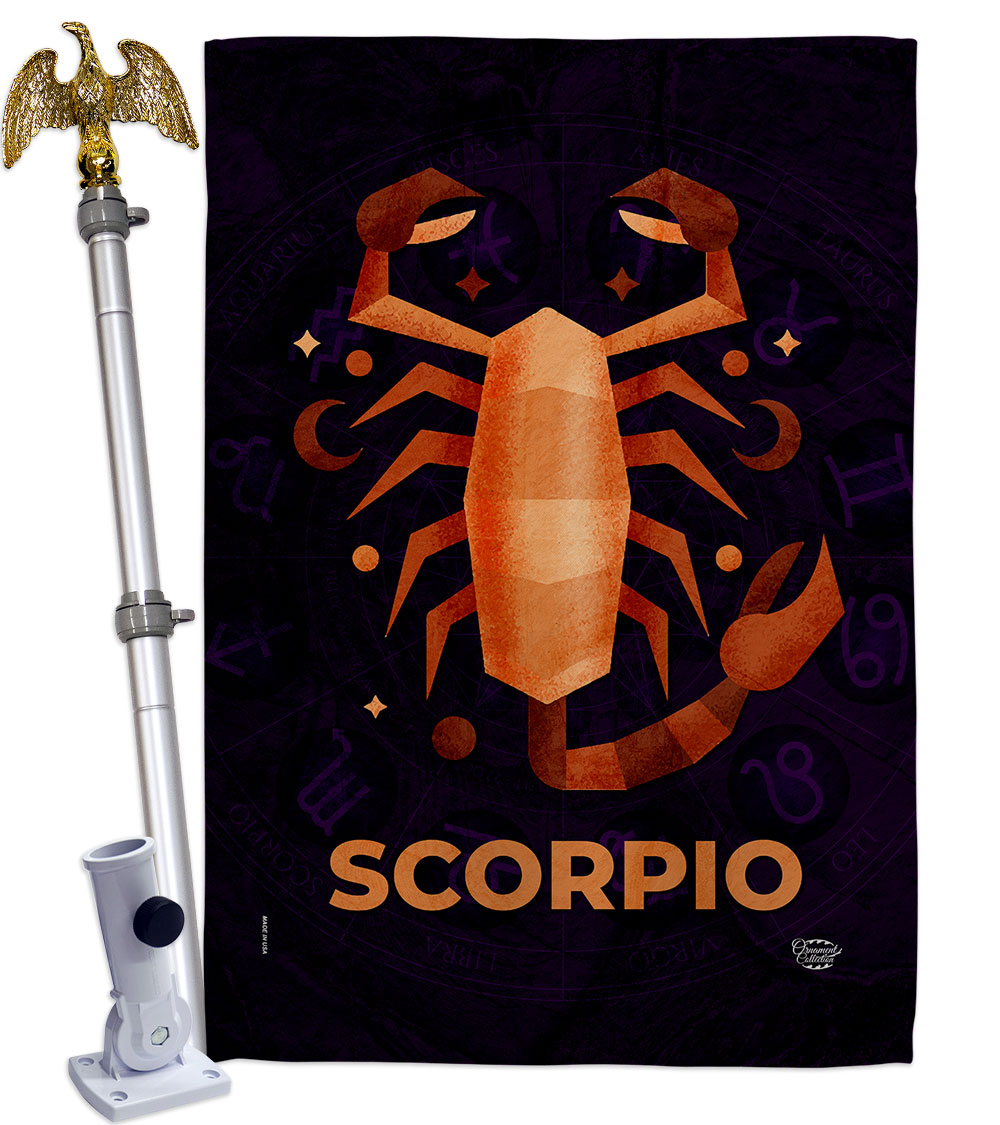 28 x 40 in. Scorpio House Flag Set Interests Zodiac Double-Sided Decorative Vertical Flags & Decoration Banner Garden Yard Gift