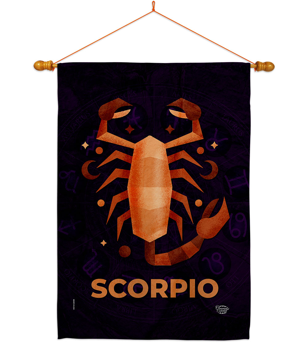 28 x 40 in. Scorpio House Flag Set Interests Zodiac Double-Sided Decorative Vertical Flags & Decoration Banner Garden Yard Gift