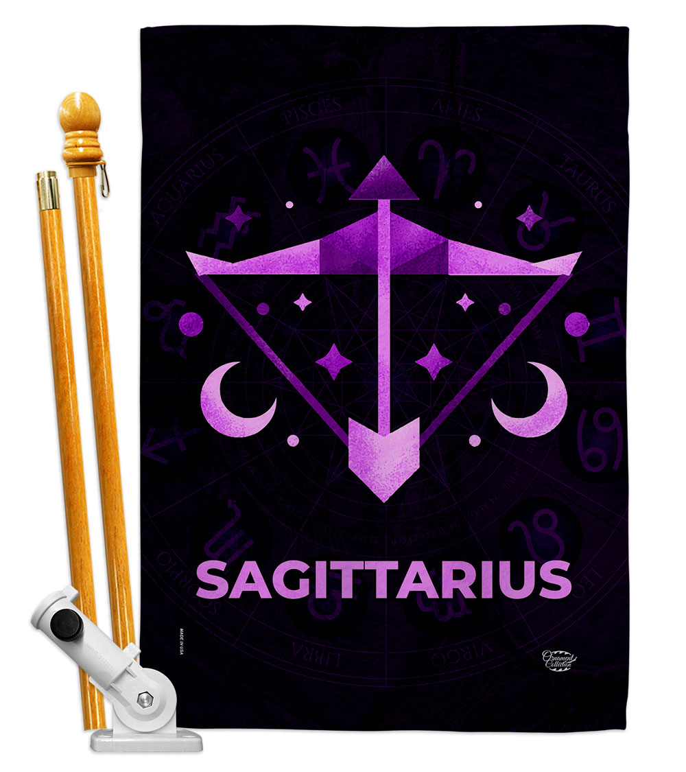 28 x 40 in. Sagittarius House Flag Set Interests Zodiac Double-Sided Decorative Vertical Flags & Decoration Banner Garden Yard Gift