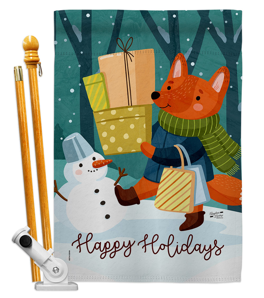 28 x 40 in. Ready for Holiday House Flag Set Wintertime Winter Wonderland Double-Sided Decorative Vertical Flags & Decoration Banner Garden Yard Gift