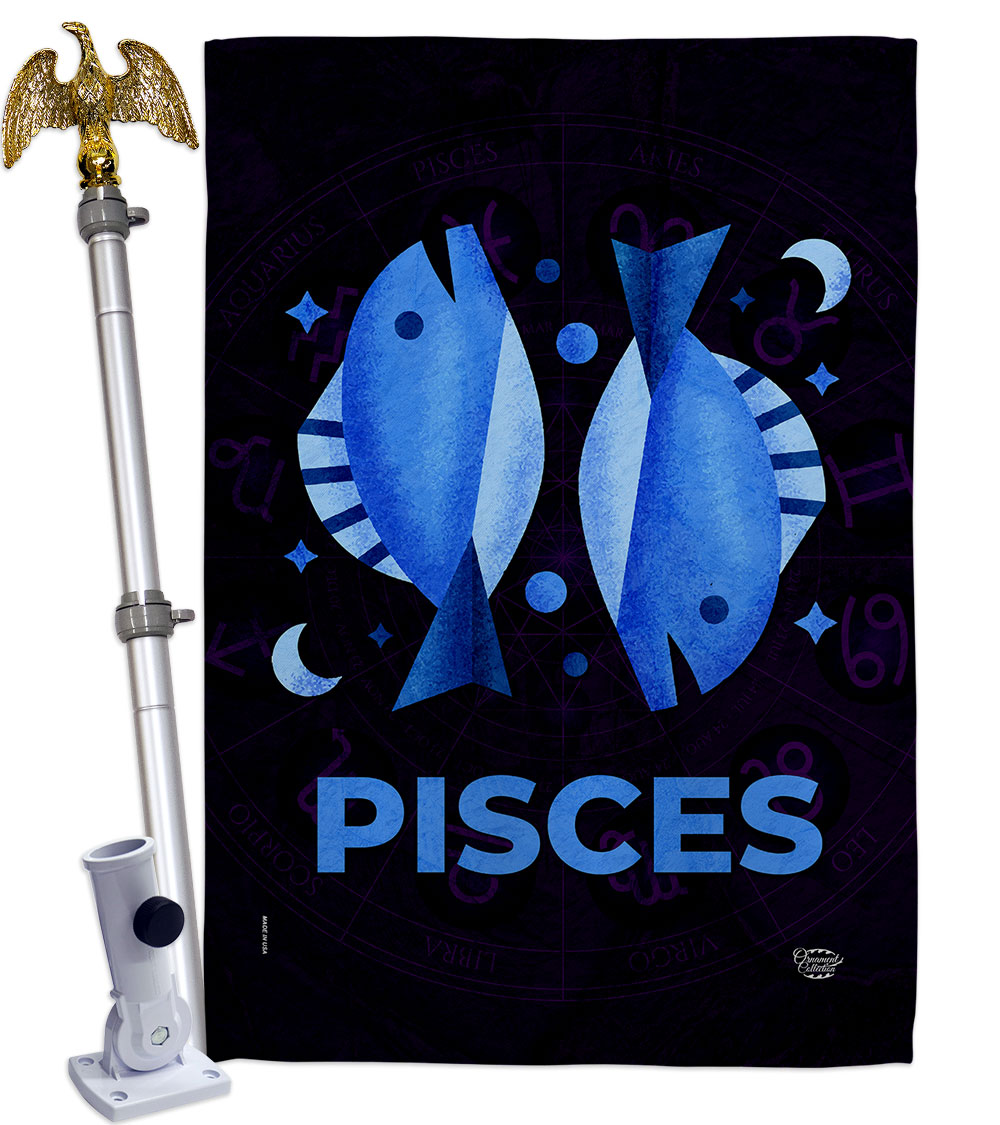 28 x 40 in. Pisces House Flag Set Interests Zodiac Double-Sided Decorative Vertical Flags & Decoration Banner Garden Yard Gift