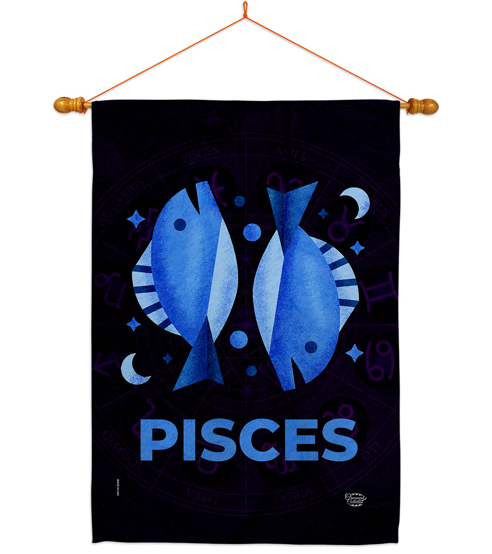 28 x 40 in. Pisces House Flag Set Interests Zodiac Double-Sided Decorative Vertical Flags & Decoration Banner Garden Yard Gift