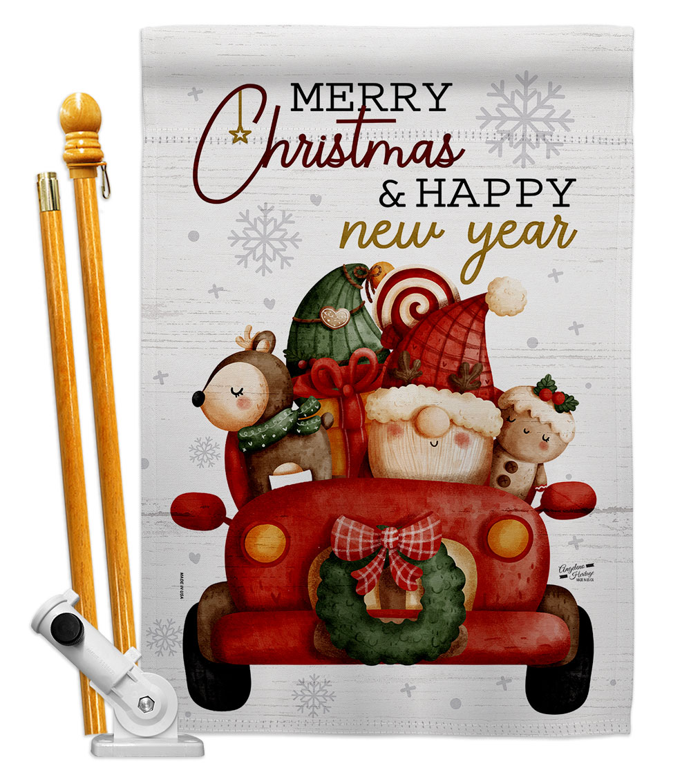 HS130303-BO 28 x 40 in. Santa Ride House Flag Set Wintertime Christmas Double-Sided Decorative Vertical Flags & Decoration Banner Garden Yard Gift
