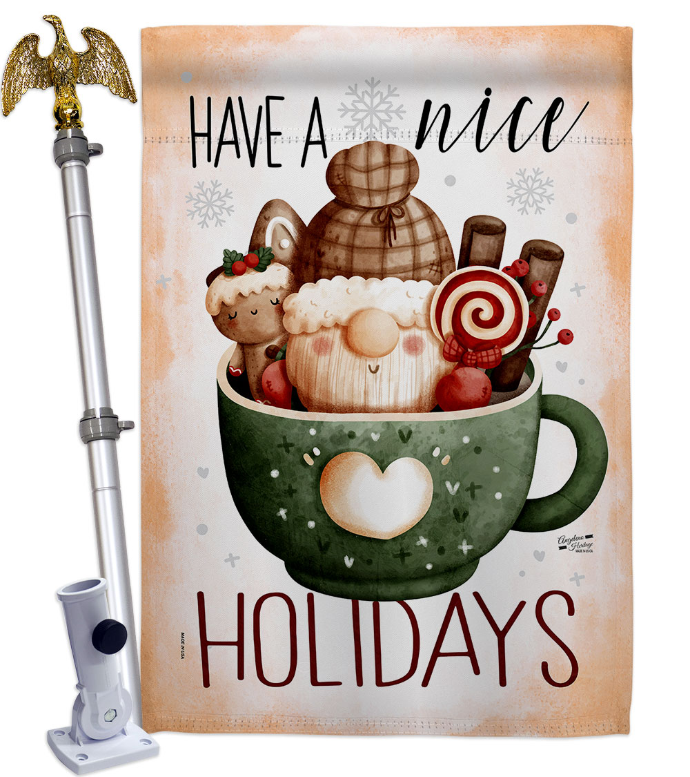 28 x 40 in. Hot Coco Gnome House Flag Set Wintertime Winter Wonderland Double-Sided Decorative Vertical Flags & Decoration Banner Garden Yard Gift