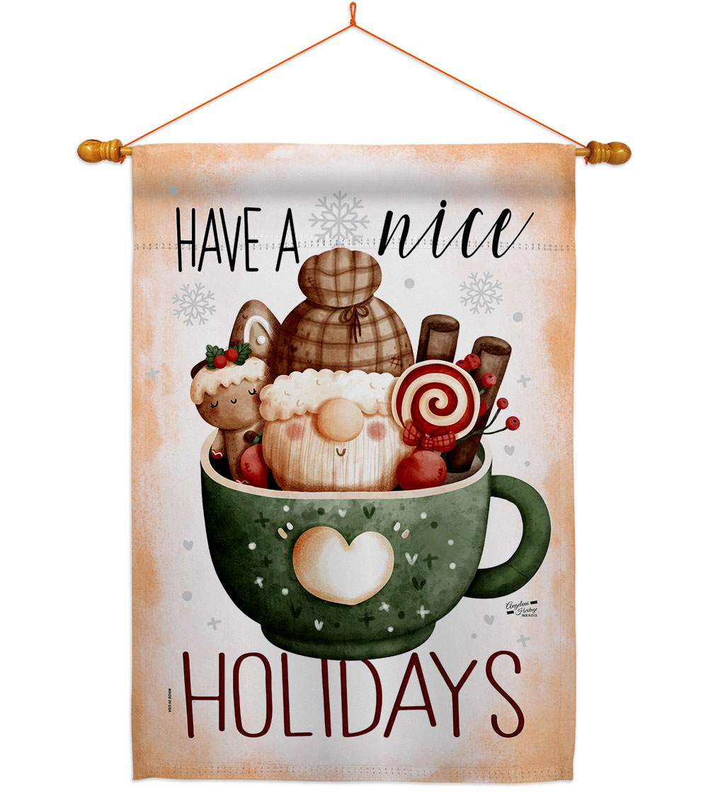 28 x 40 in. Hot Coco Gnome House Flag Set Wintertime Winter Wonderland Double-Sided Decorative Vertical Flags & Decoration Banner Garden Yard Gift