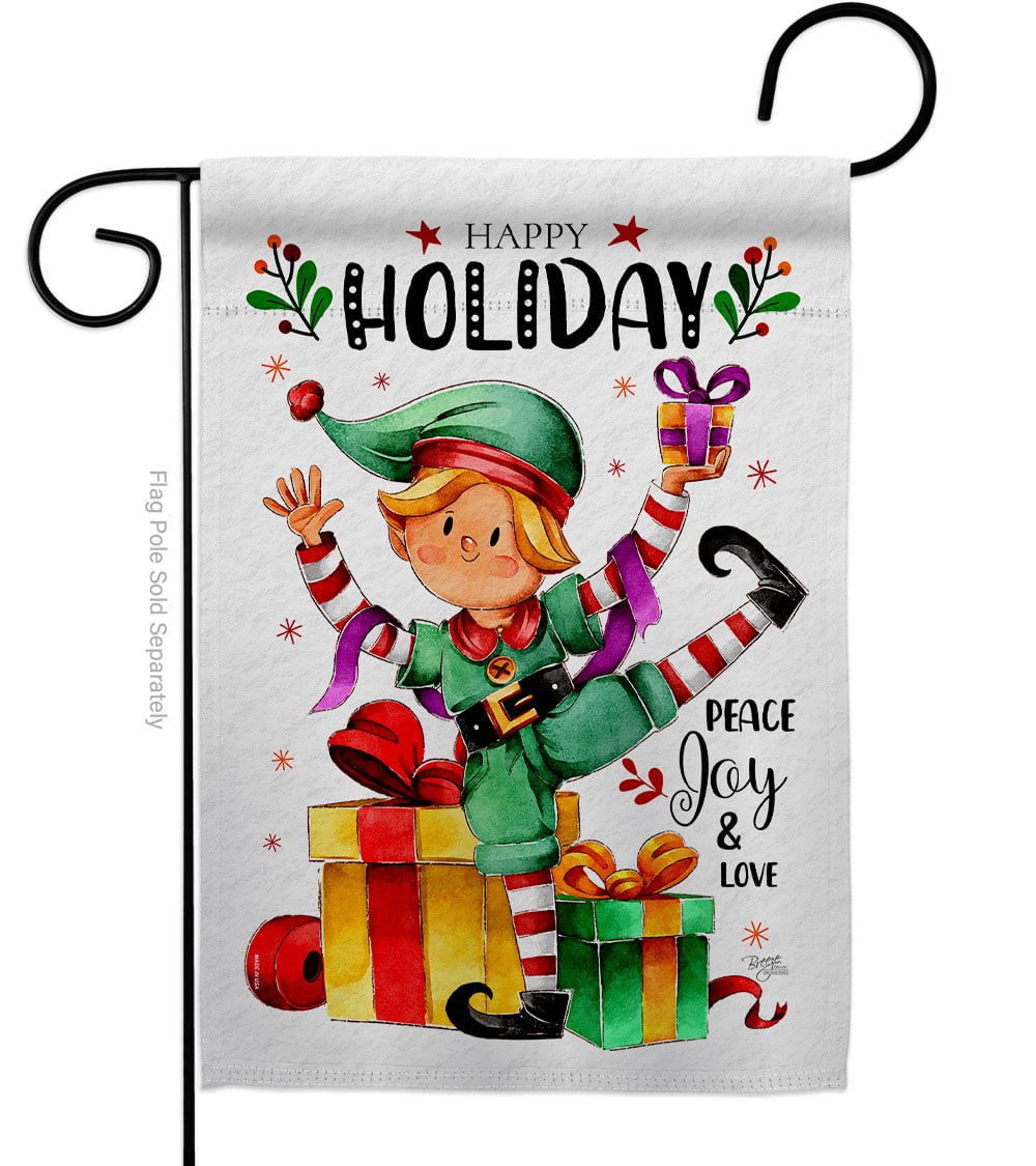 13 x 18.5 in. Elf Holiday Garden Flag for Wintertime Christmas Double-Sided Decorative Vertical Flags & House Decoration Banner Yard Gift