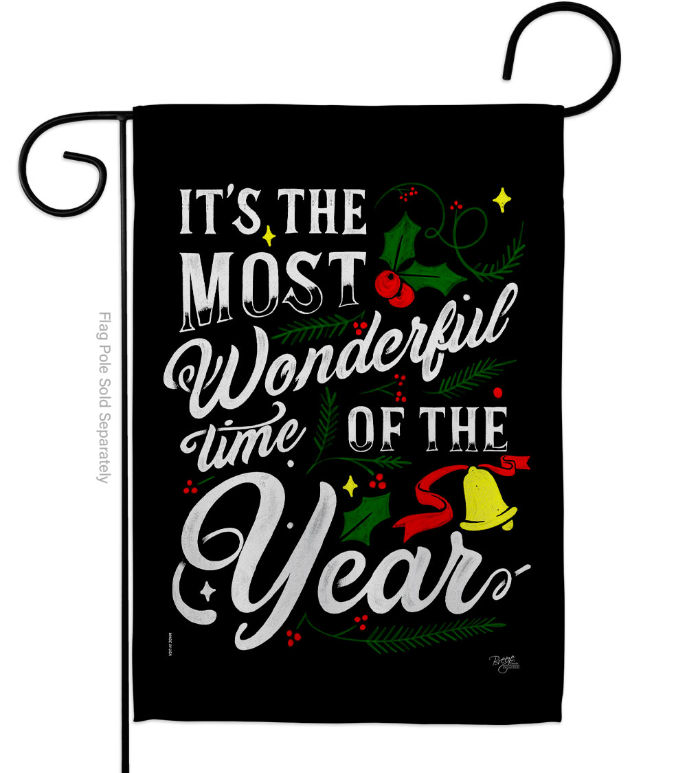 13 x 18.5 in. Most Wonderful Time Garden Flag for Wintertime Christmas Double-Sided Decorative Vertical Flags & House Decoration Banner Yard Gift