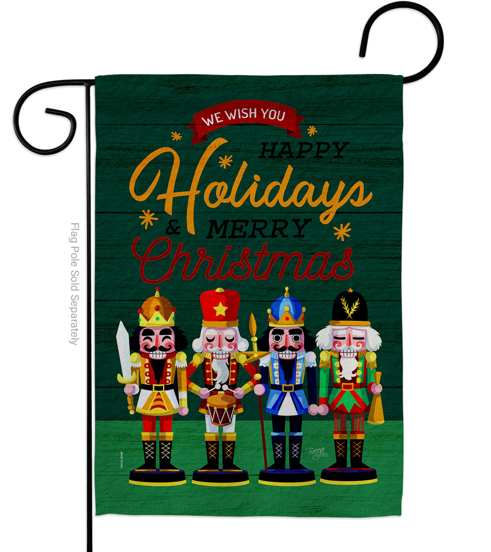 13 x 18.5 in. Nutcracker Holiday Garden Flag for Wintertime Christmas Double-Sided Decorative Vertical Flags & House Decoration Banner Yard Gift