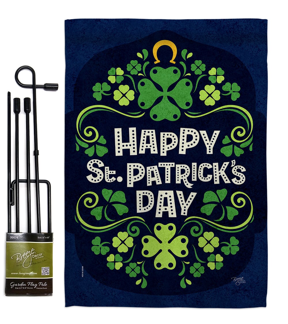 13 x 18.5 in. Lucky St Paricks Garden Flag Set for Springtime Patrick Double-Sided Decorative Vertical Flags & House Decoration Banner Yard Gift