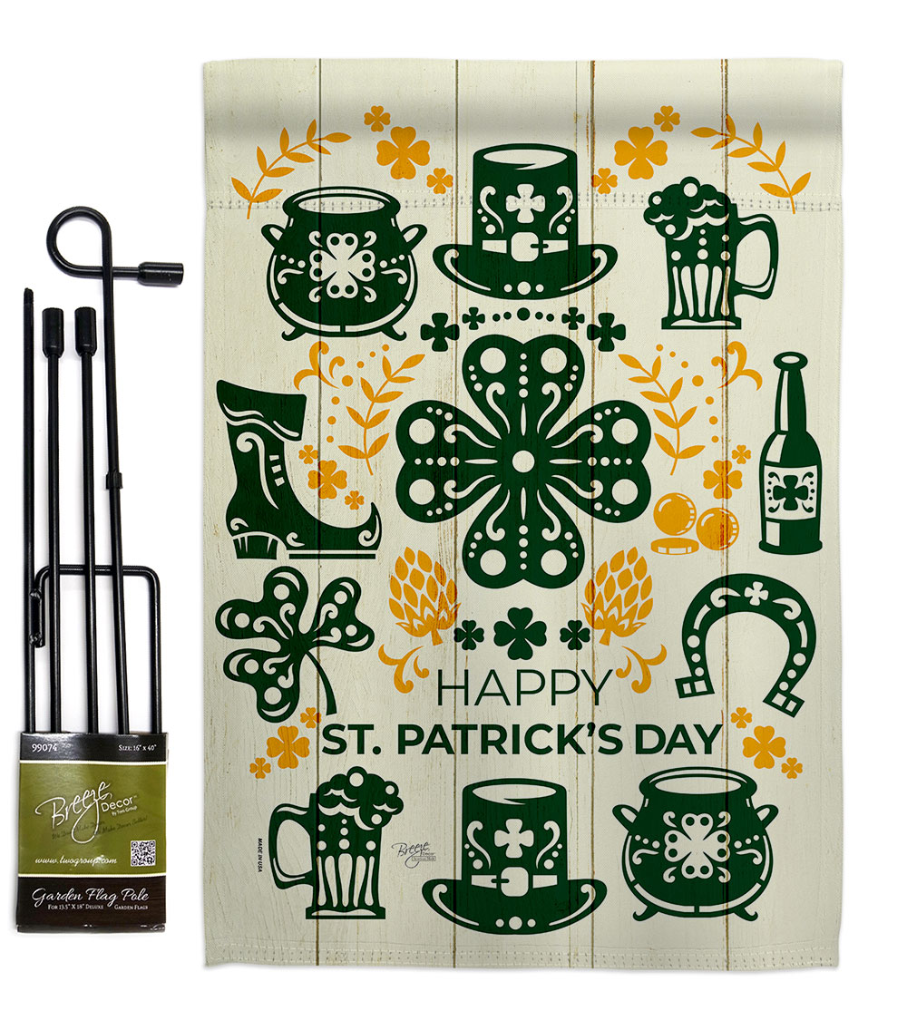 13 x 18.5 in. Irish for A Day Garden Flag Set for Springtime St Patrick Double-Sided Decorative Vertical Flags & House Decoration Banner Yard Gift