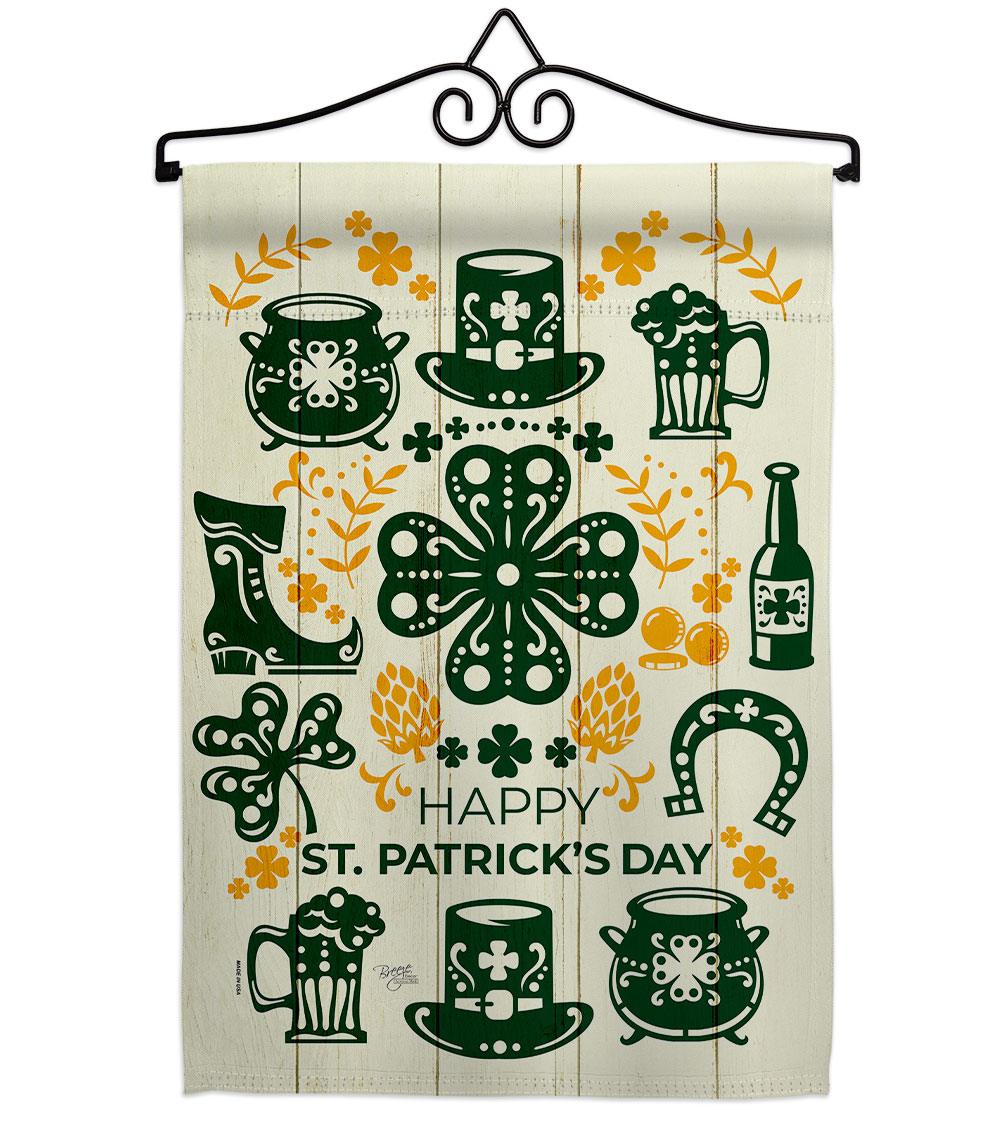 13 x 18.5 in. Irish for A Day Garden Flag Set for Springtime St Patrick Double-Sided Decorative Vertical Flags & House Decoration Banner Yard Gift