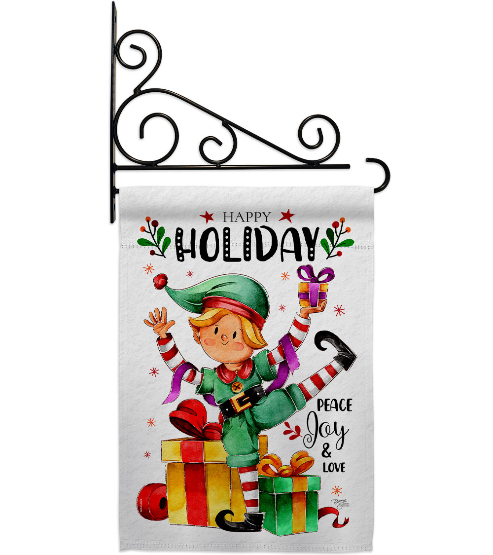 13 x 18.5 in. Elf Holiday Garden Flag Set for Wintertime Christmas Double-Sided Decorative Vertical Flags & House Decoration Banner Yard Gift