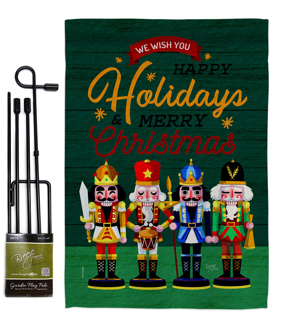 13 x 18.5 in. Nutcracker Holiday Garden Flag Set for Wintertime Christmas Double-Sided Decorative Vertical Flags & House Decoration Banner Yard Gift