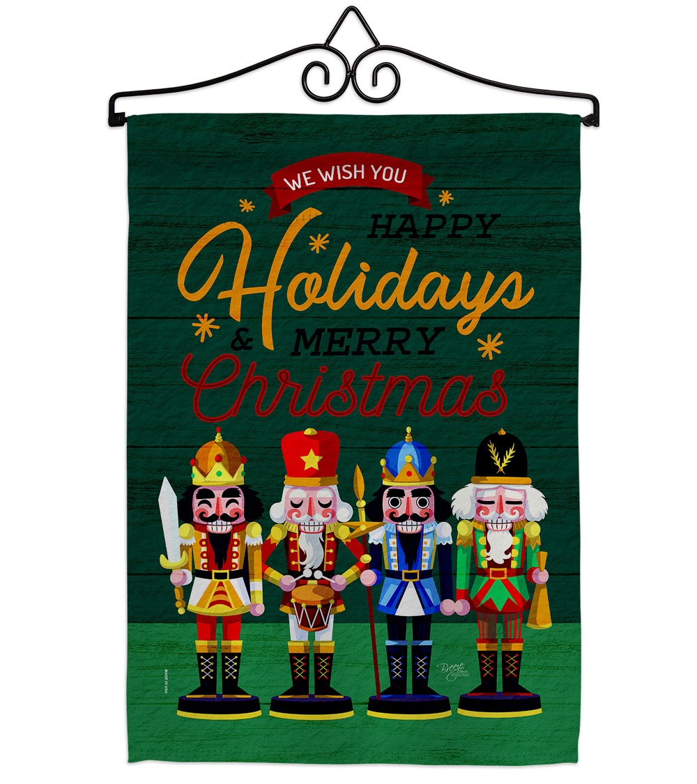 13 x 18.5 in. Nutcracker Holiday Garden Flag Set for Wintertime Christmas Double-Sided Decorative Vertical Flags & House Decoration Banner Yard Gift