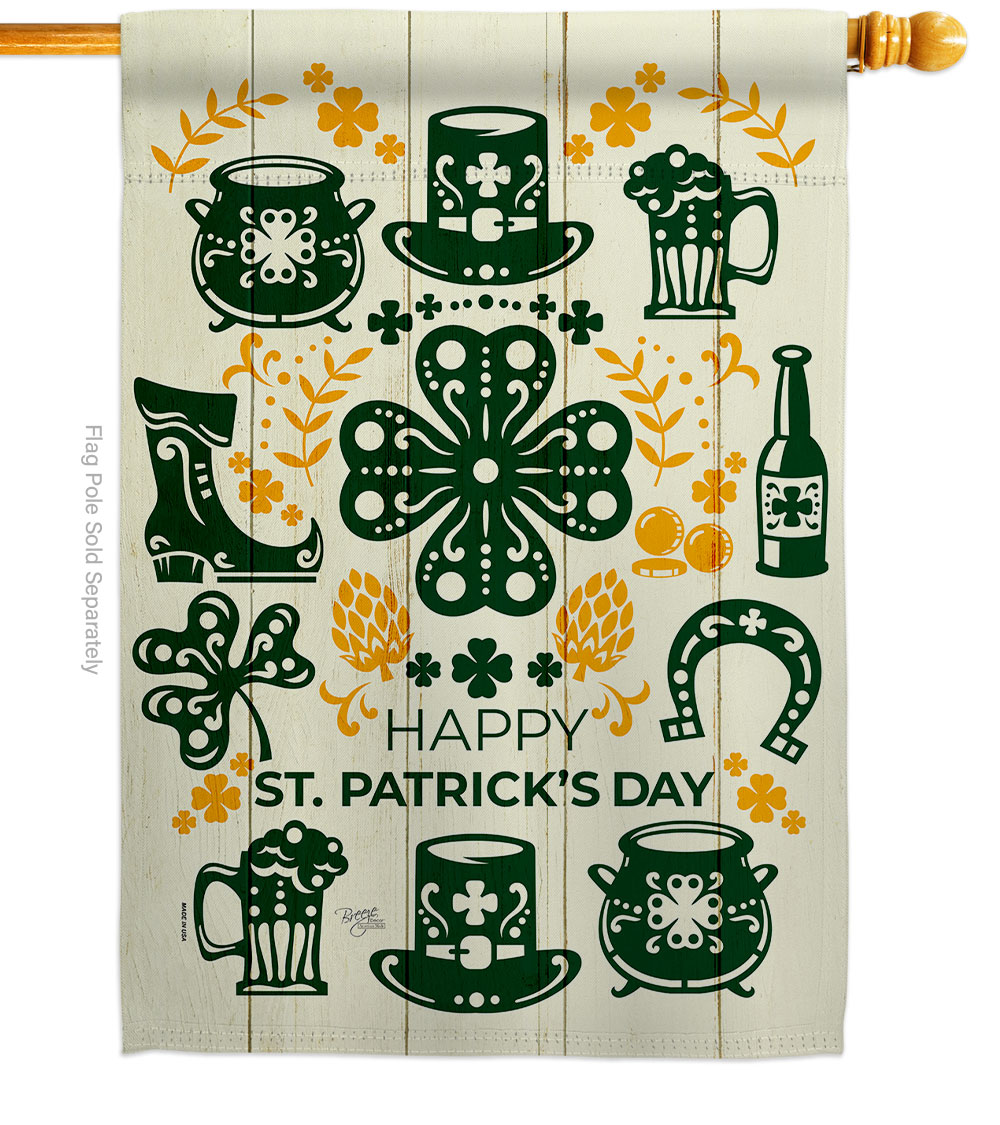 28 x 40 in. Irish for A Day House Flag Springtime St Patrick Double-Sided Decorative Vertical Flags Decoration Banner Garden Yard Gift