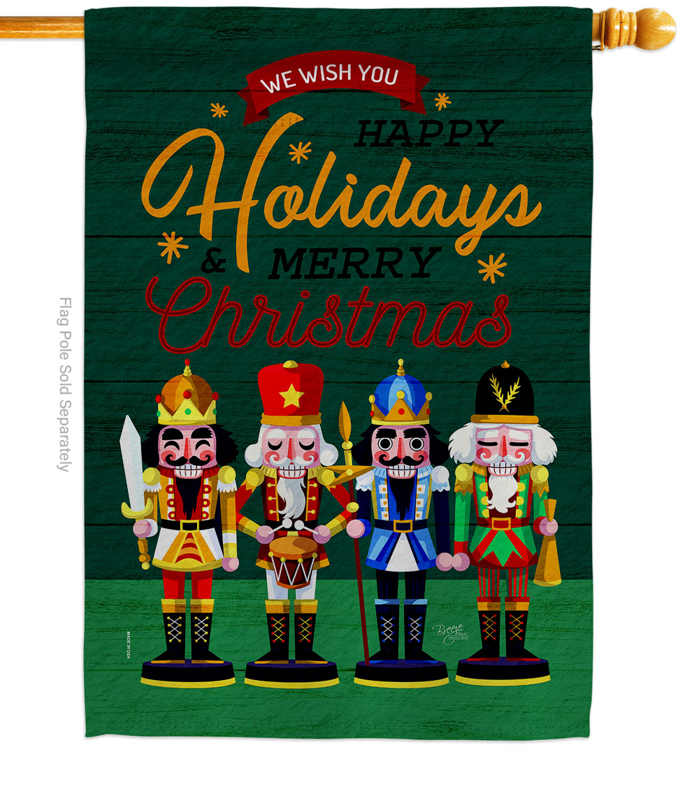 28 x 40 in. Nutcracker Holiday House Flag Wintertime Christmas Double-Sided Decorative Vertical Flags Decoration Banner Garden Yard Gift
