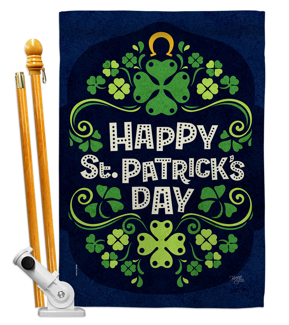 28 x 40 in. Lucky St Paricks House Flag Set Springtime Patrick Double-Sided Decorative Vertical Flags & Decoration Banner Garden Yard Gift
