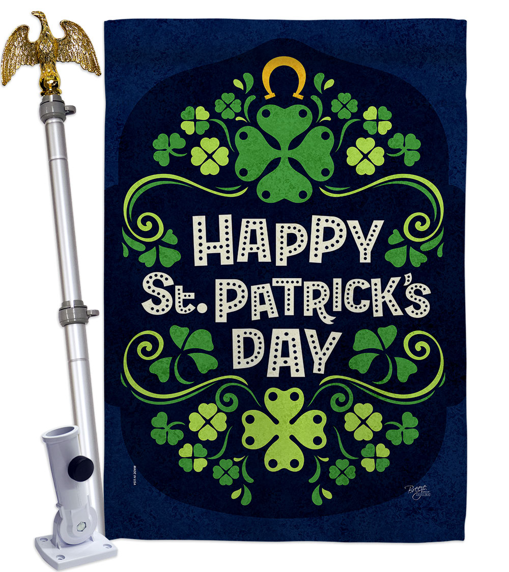28 x 40 in. Lucky St Paricks House Flag Set Springtime Patrick Double-Sided Decorative Vertical Flags & Decoration Banner Garden Yard Gift