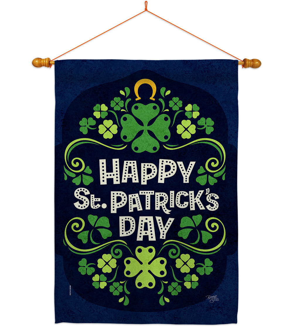 28 x 40 in. Lucky St Paricks House Flag Set Springtime Patrick Double-Sided Decorative Vertical Flags & Decoration Banner Garden Yard Gift