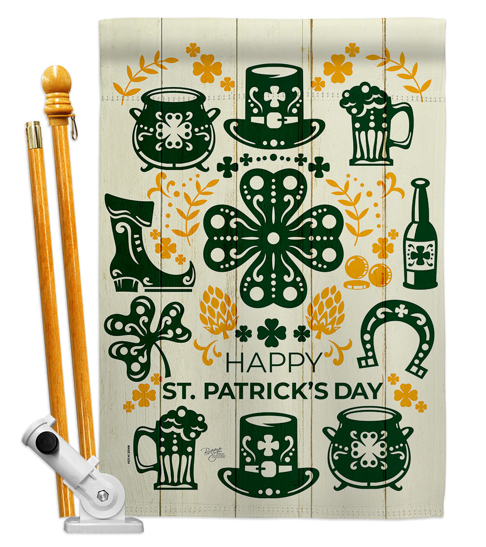 28 x 40 in. Irish for A Day House Flag Set Springtime St Patrick Double-Sided Decorative Vertical Flags & Decoration Banner Garden Yard Gift