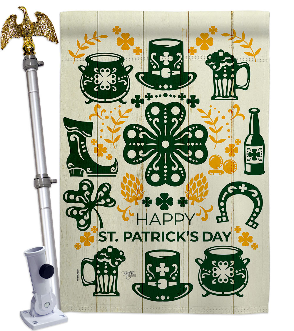 28 x 40 in. Irish for A Day House Flag Set Springtime St Patrick Double-Sided Decorative Vertical Flags & Decoration Banner Garden Yard Gift