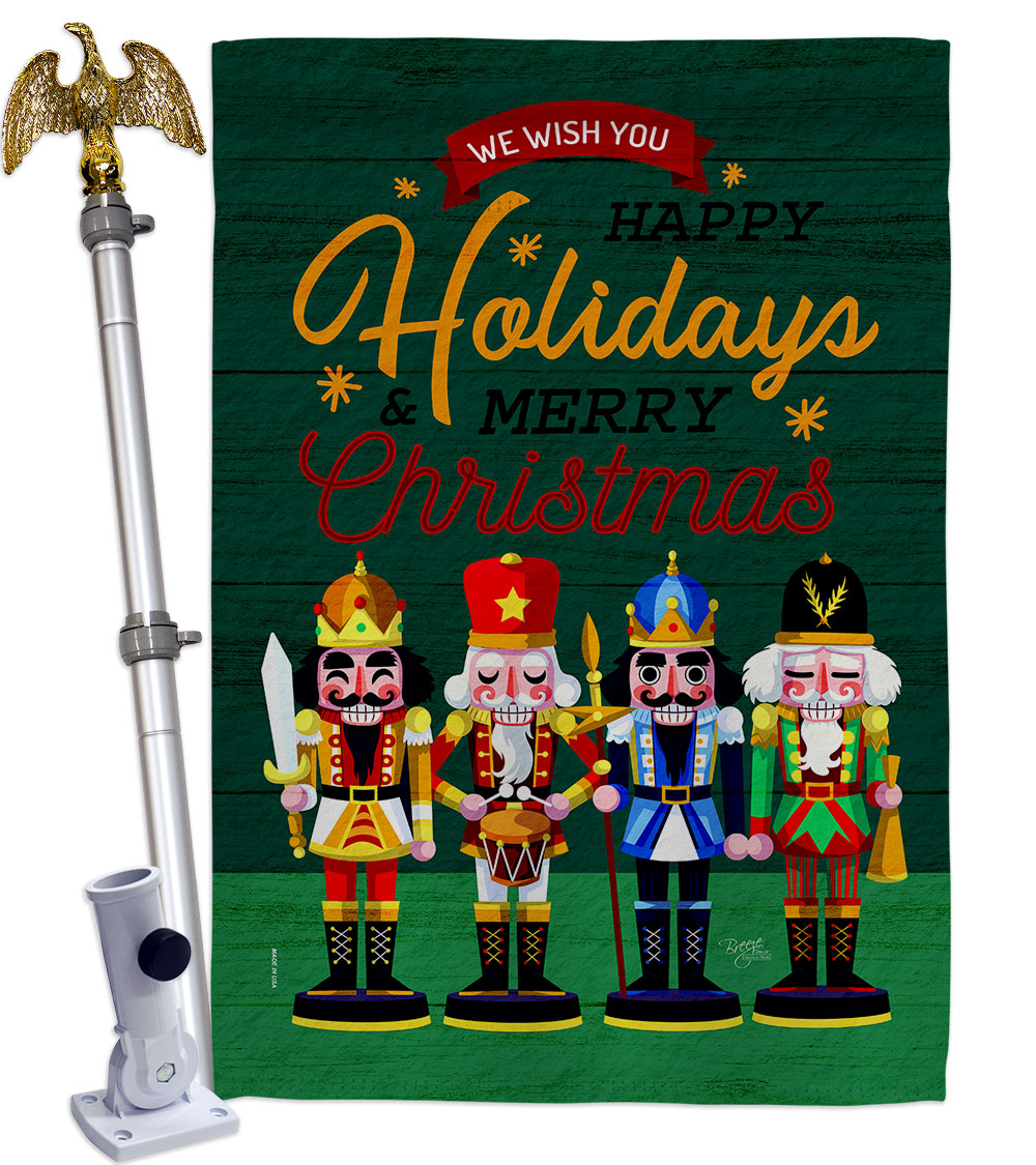 28 x 40 in. Nutcracker Holiday House Flag Set Wintertime Christmas Double-Sided Decorative Vertical Flags & Decoration Banner Garden Yard Gift