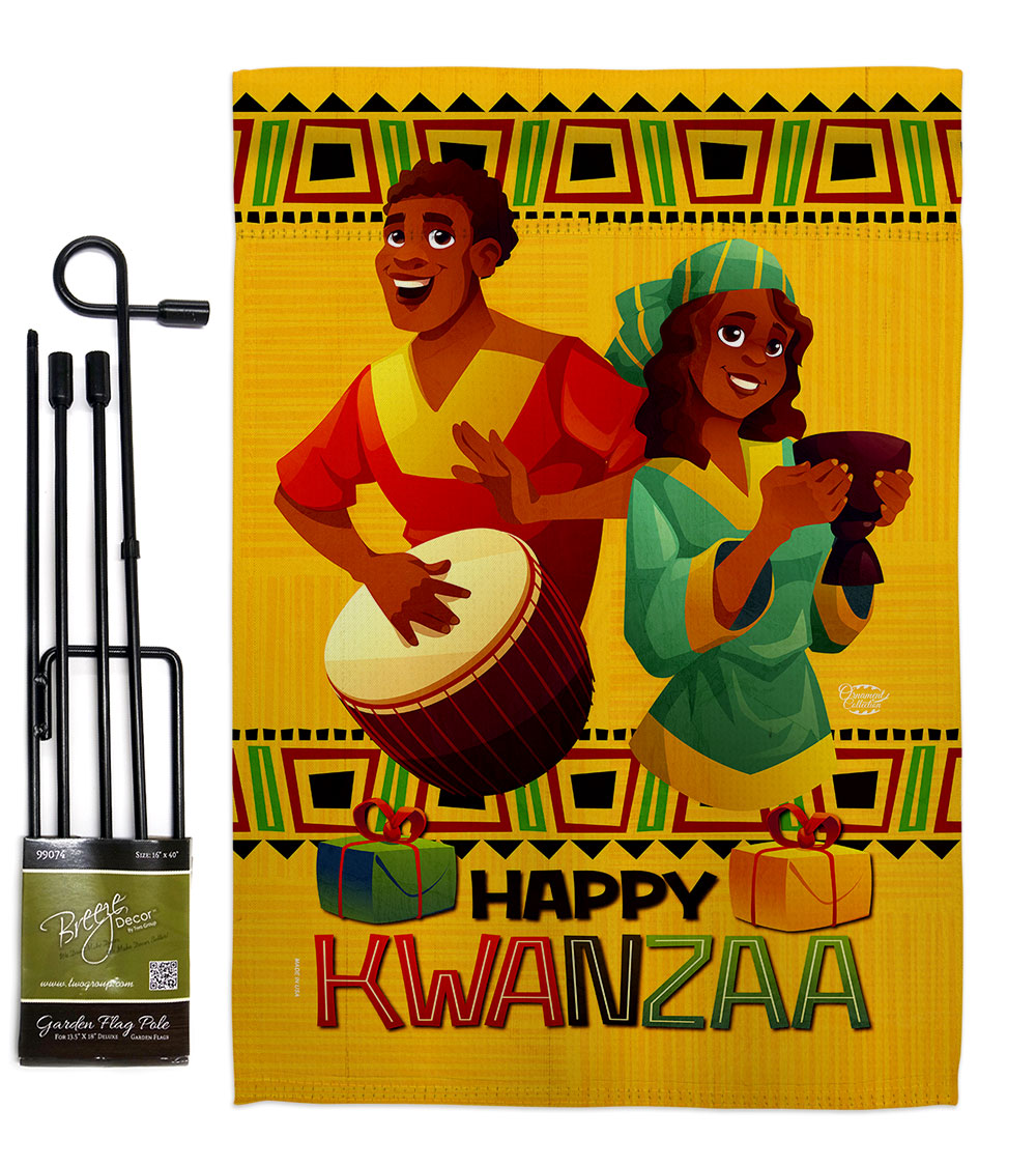 13 x 18.5 in. Joyful Kwanzaa Garden Flag Set for Black History Double-Sided Decorative Vertical Flags & House Decoration Banner Yard Gift