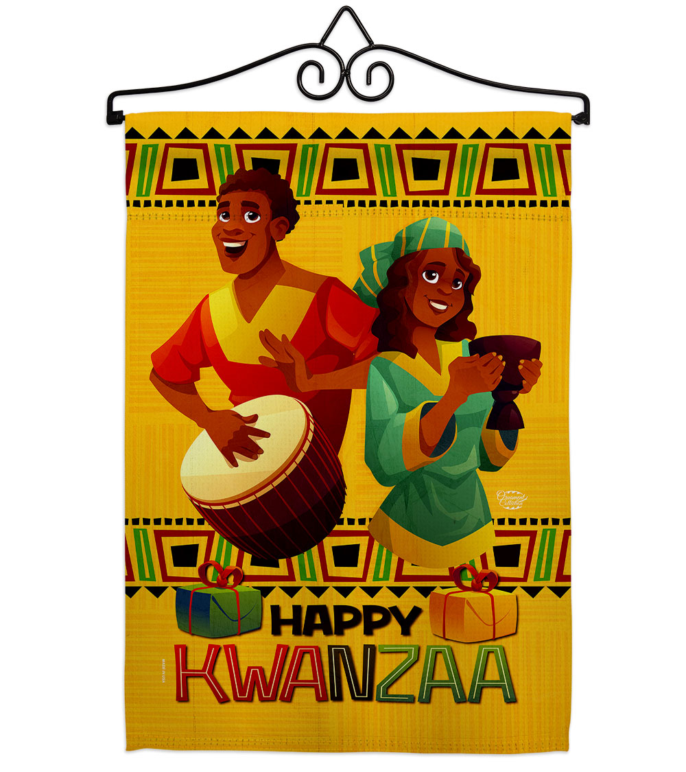 13 x 18.5 in. Joyful Kwanzaa Garden Flag Set for Black History Double-Sided Decorative Vertical Flags & House Decoration Banner Yard Gift