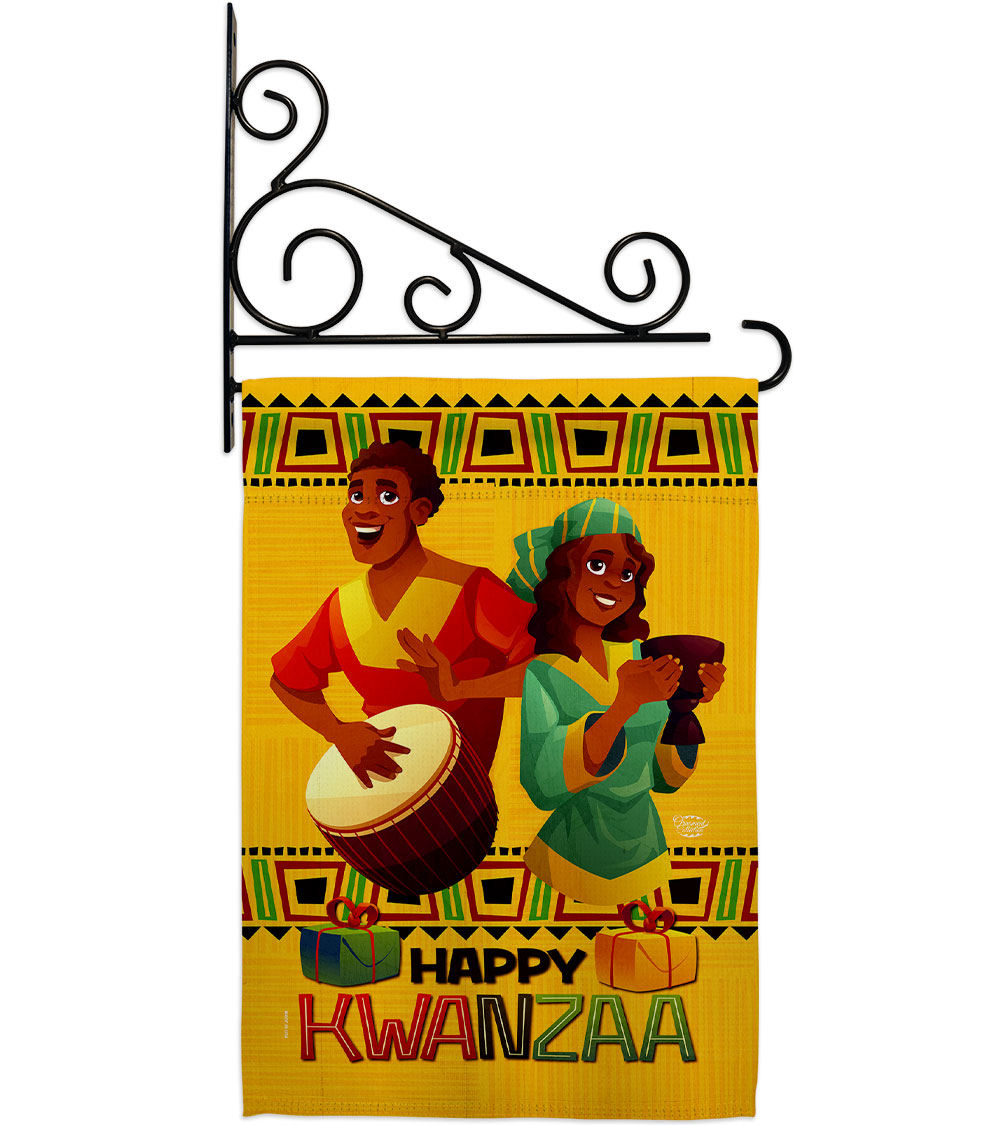 13 x 18.5 in. Joyful Kwanzaa Garden Flag Set for Black History Double-Sided Decorative Vertical Flags & House Decoration Banner Yard Gift