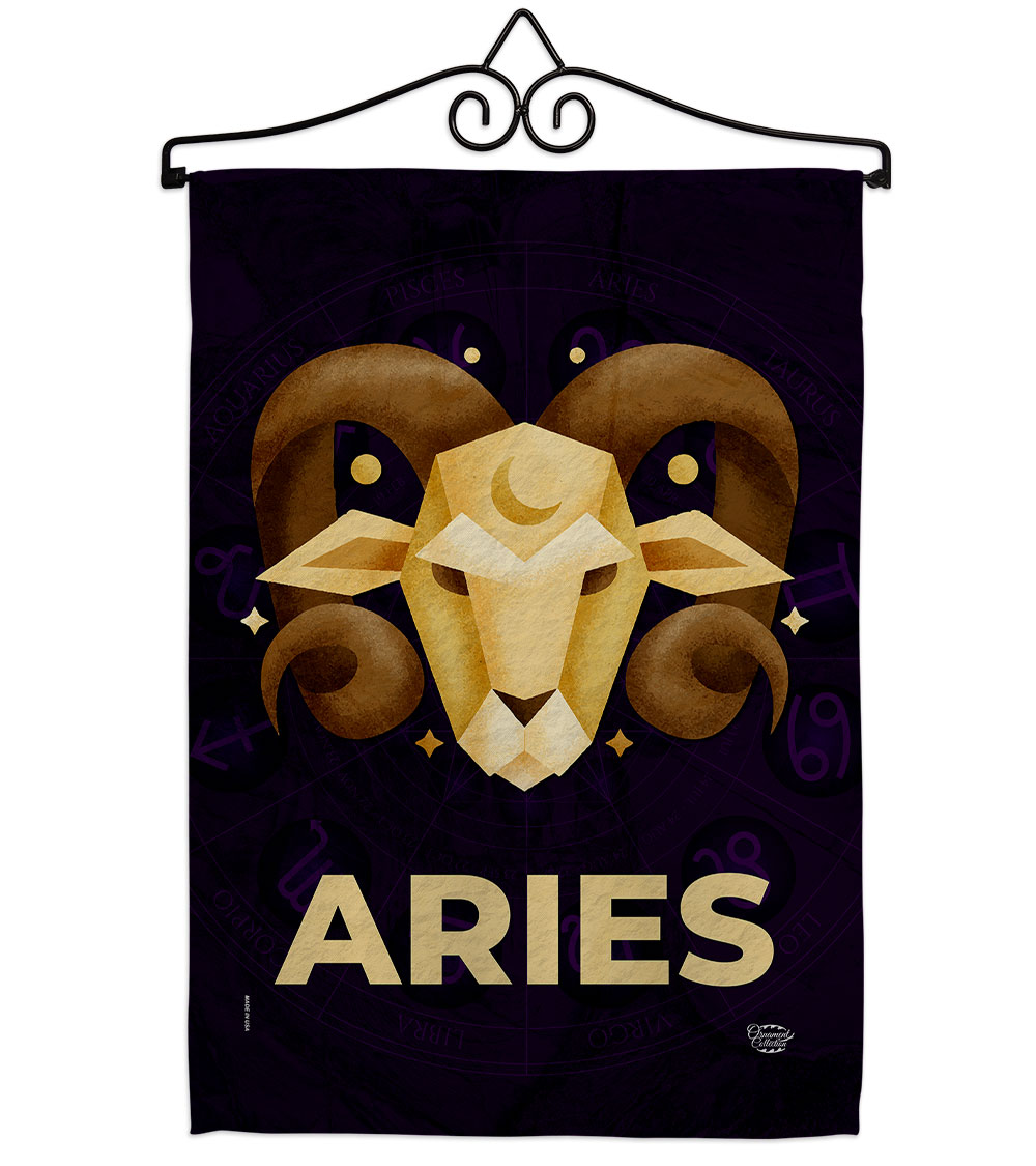 13 x 18.5 in. Aries Garden Flag Set for Interests Zodiac Double-Sided Decorative Vertical Flags & House Decoration Banner Yard Gift