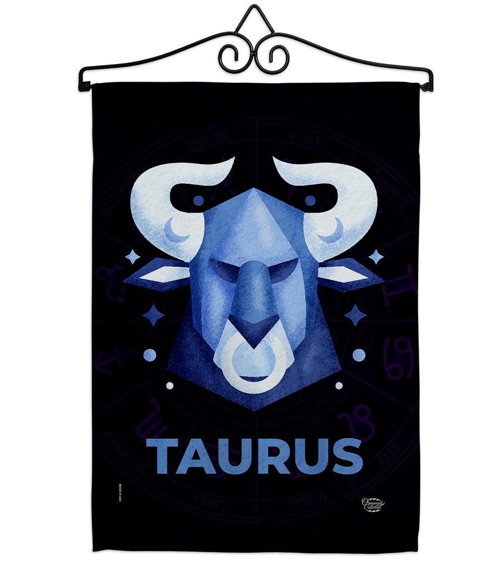 13 x 18.5 in. Taurus Garden Flag Set for Interests Zodiac Double-Sided Decorative Vertical Flags & House Decoration Banner Yard Gift